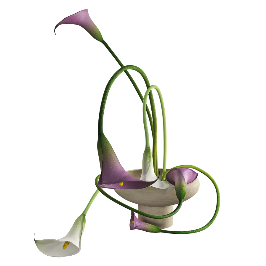 Modern Ikebana Calla Lily Arrangement Bouquet - Image 2