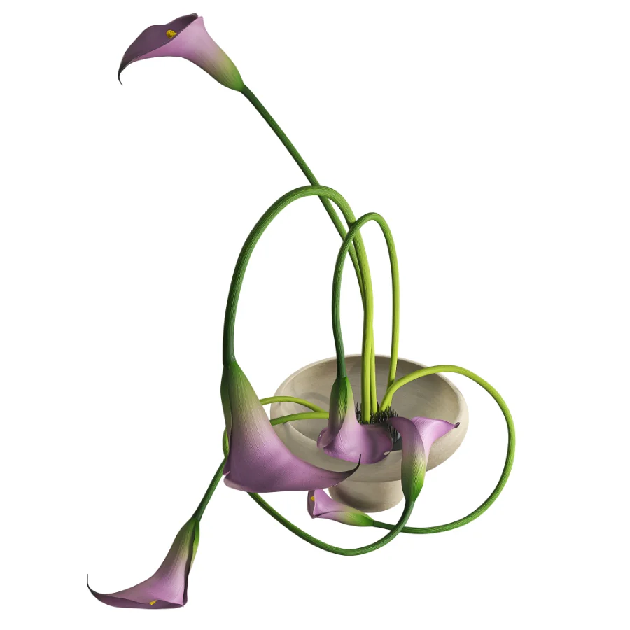 Modern Ikebana Calla Lily Arrangement Bouquet - Image 3