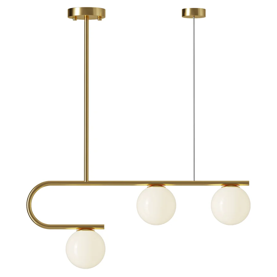 Postmodern Gold Linear Island Pendant Light 3 heads - Image 1