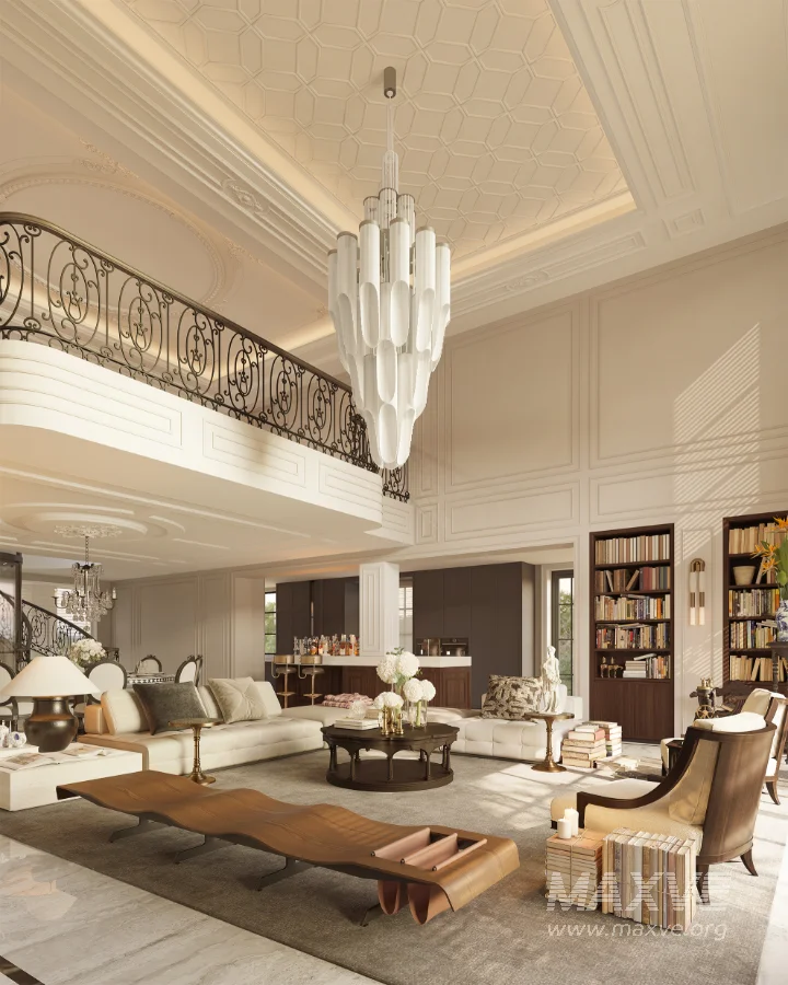 Luxury villa living room and dining room hallway - Image 14
