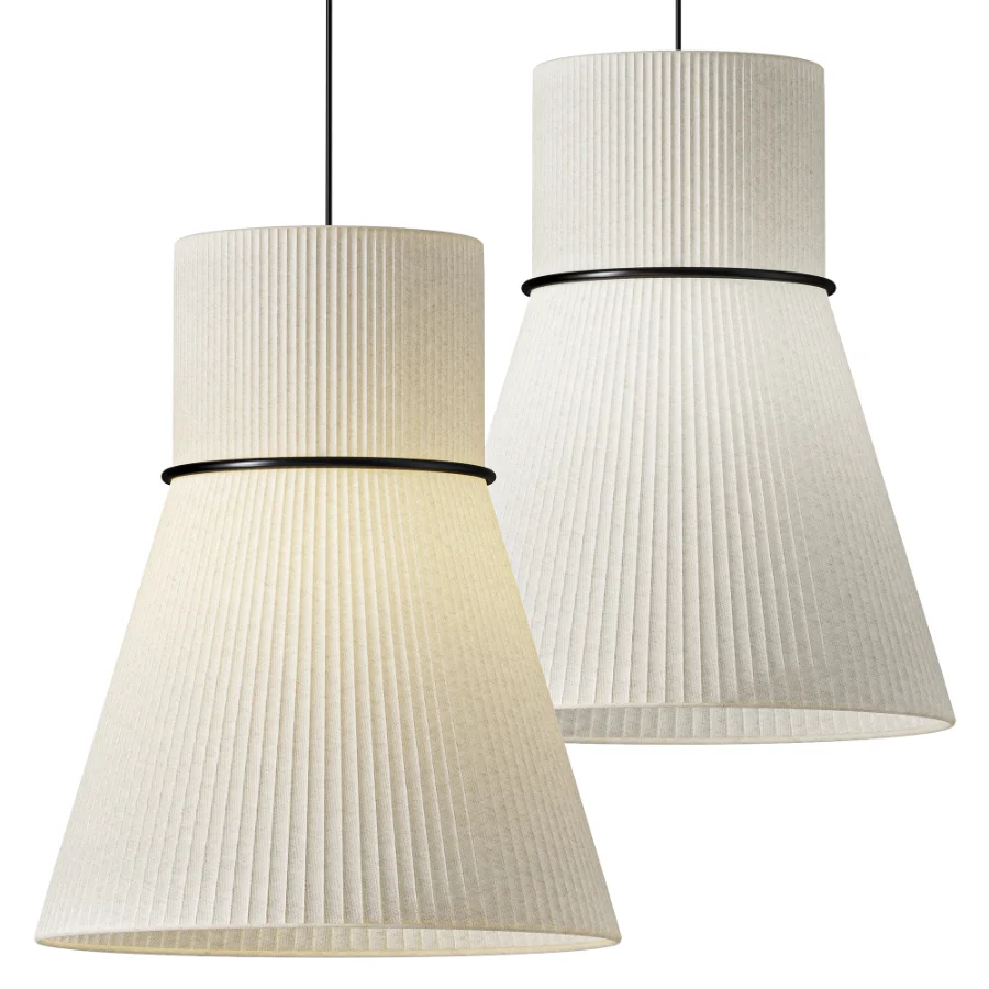 Lustria Suspension Fabric Pleated Cone Chandelier White B - Image 1