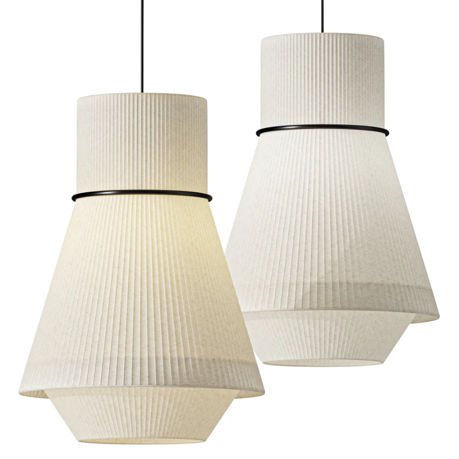 Lustria Suspension Fabric Pleated Cone Chandelier White A - Image 1