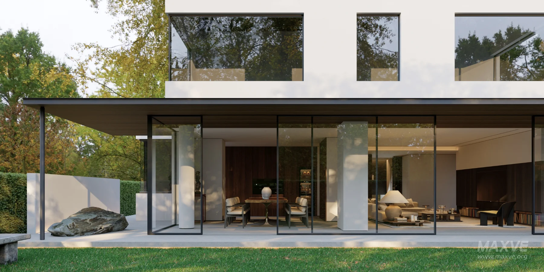 Modern courtyard living room and dining room - Image 6