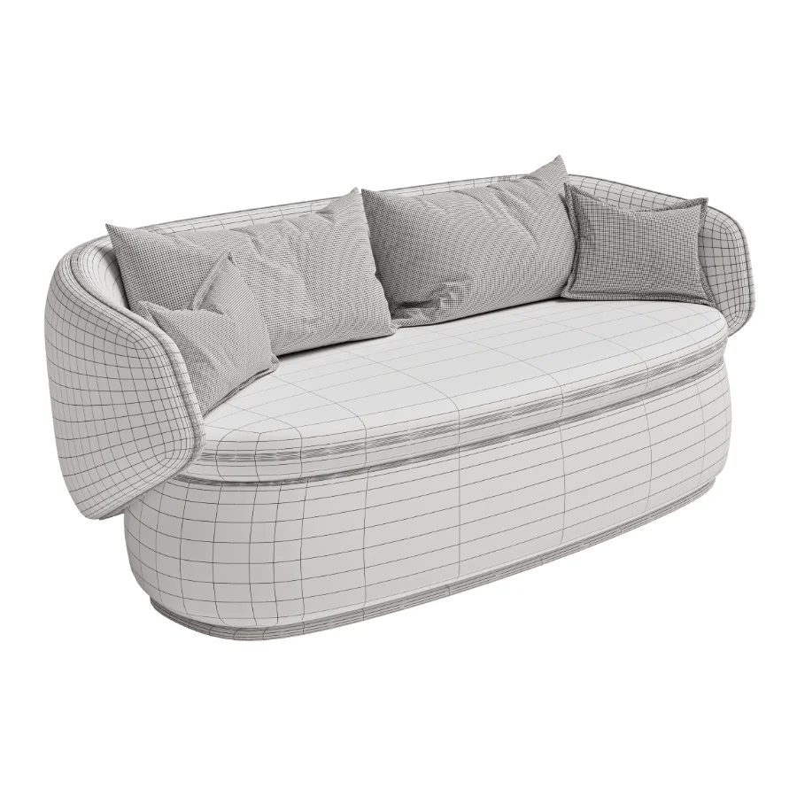 Modern Organic Curved Sofa with Velvet Pillows - Image 2