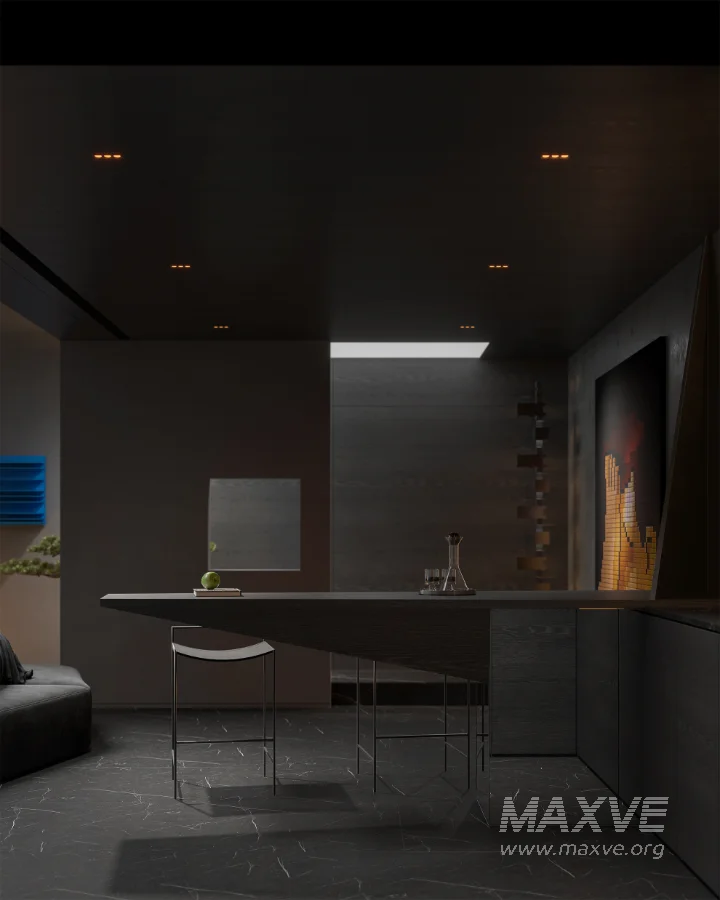 Modern Dark Villa Living Room - Image 11