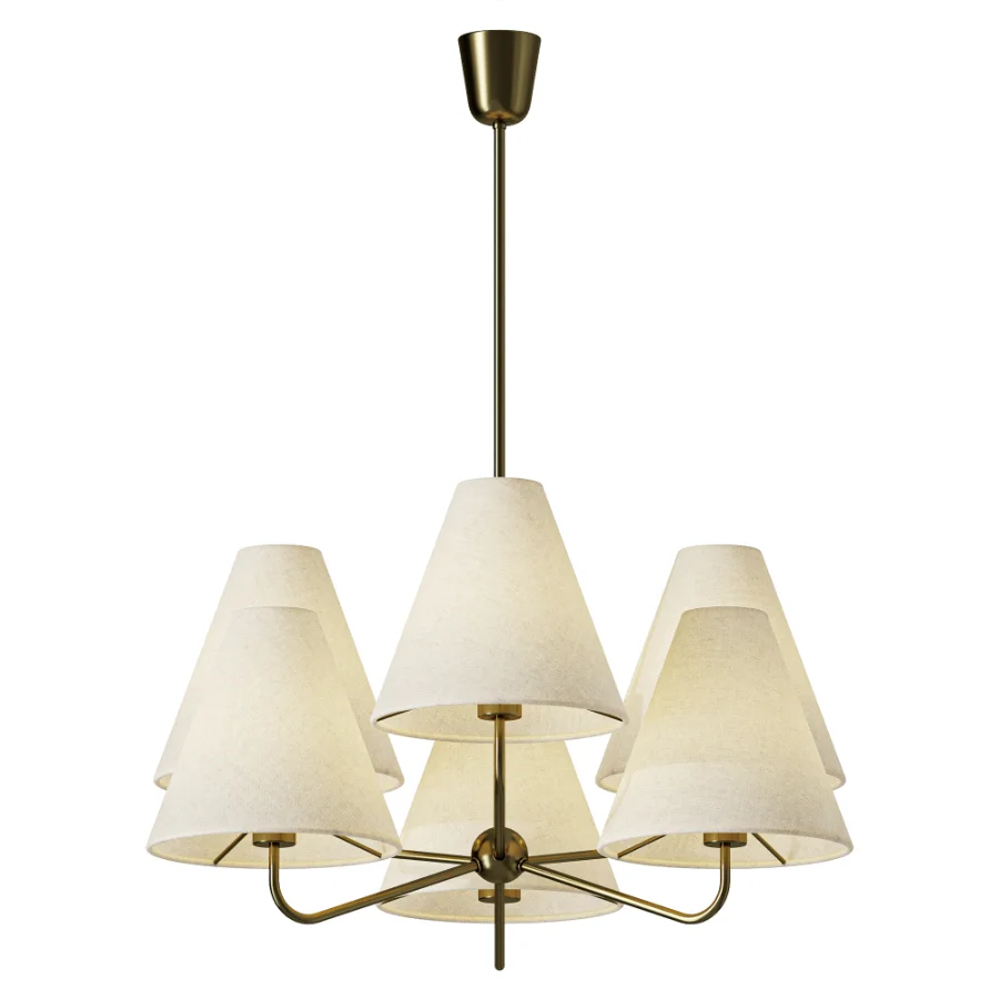 MDRN Austrian Brass Parchment Chandelier 1950s - Image 1