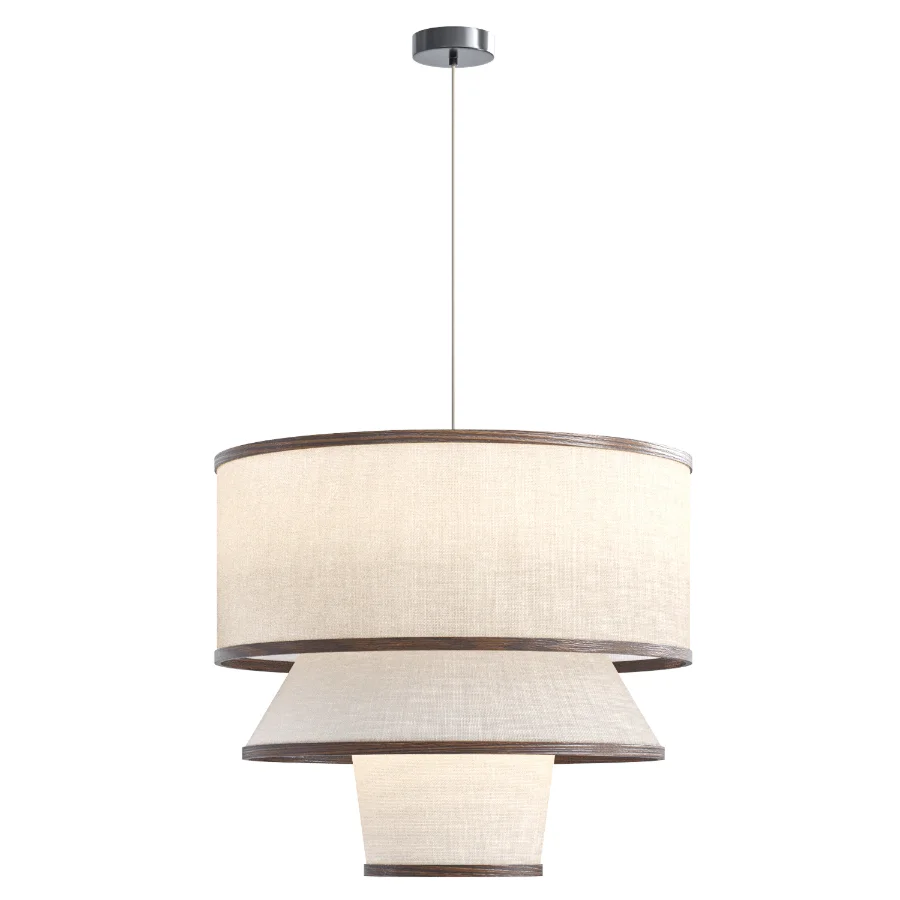 Bruna Walnut Wood and Linen Pendant Light - Image 5