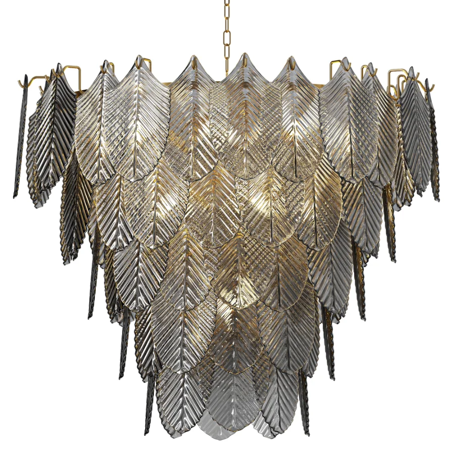 Eichholtz Verbier Brass Smoke Glass Chandelier - Image 1