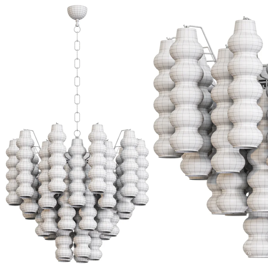 Murano Chandelier Curva Rosa 36 Tubes - Image 7