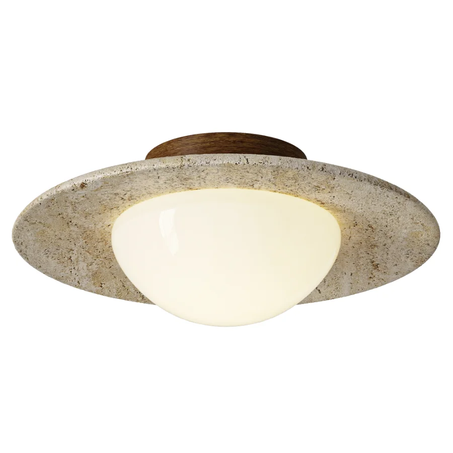Roamandic Nordic Round Travertine Ceiling Light - Image 1