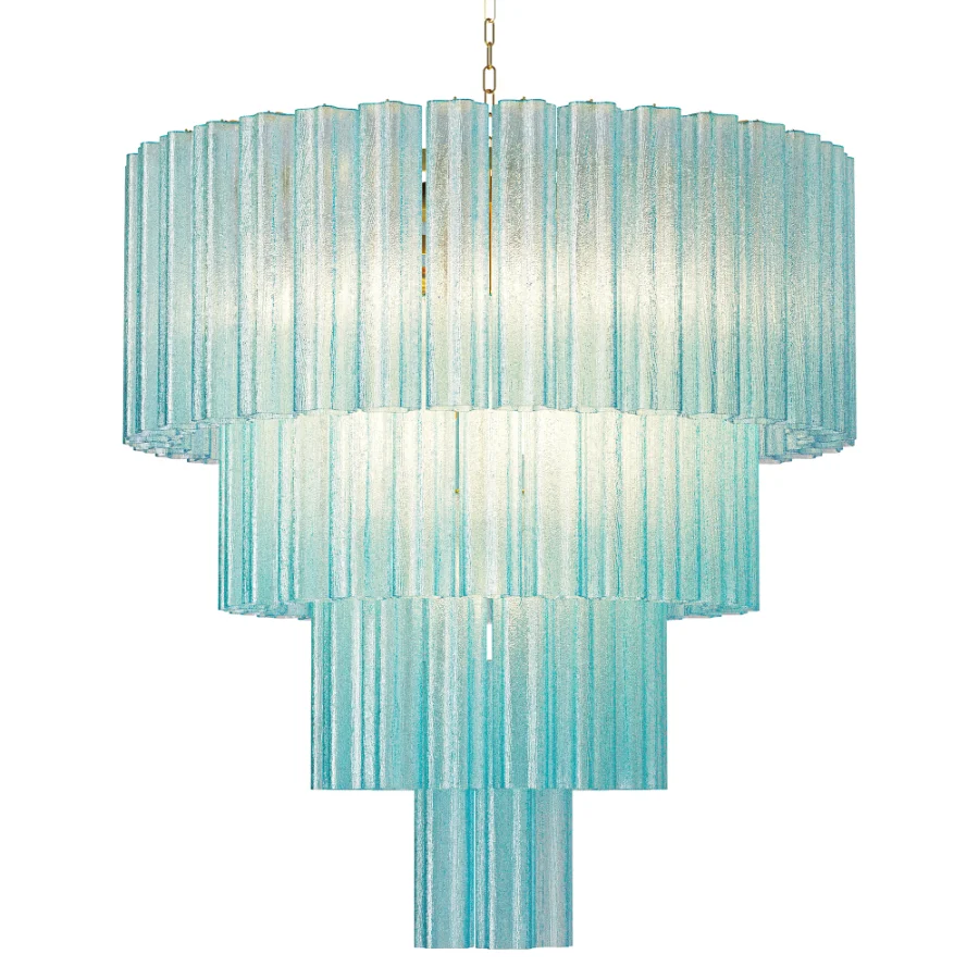Turquoise Murano Glass Chandelier 1980s - Image 1