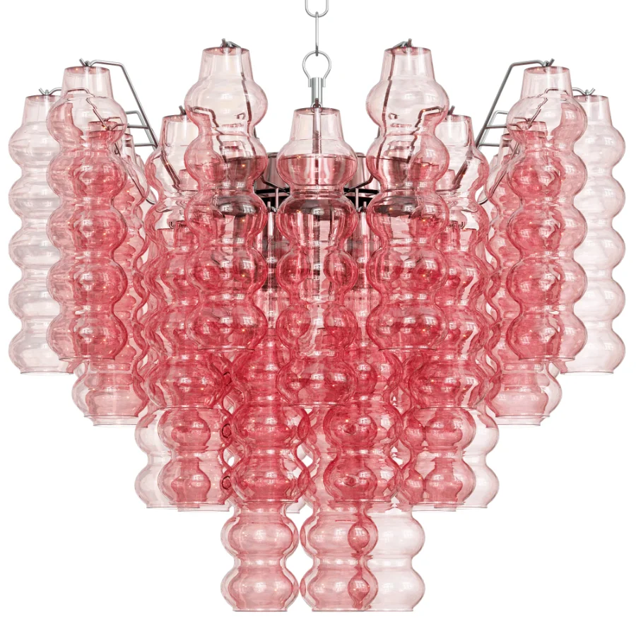 Murano Chandelier Curva Rosa 36 Tubes - Image 2