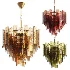 Ceiling chandelier Ice corrugated glass brass - Thumbnail 4