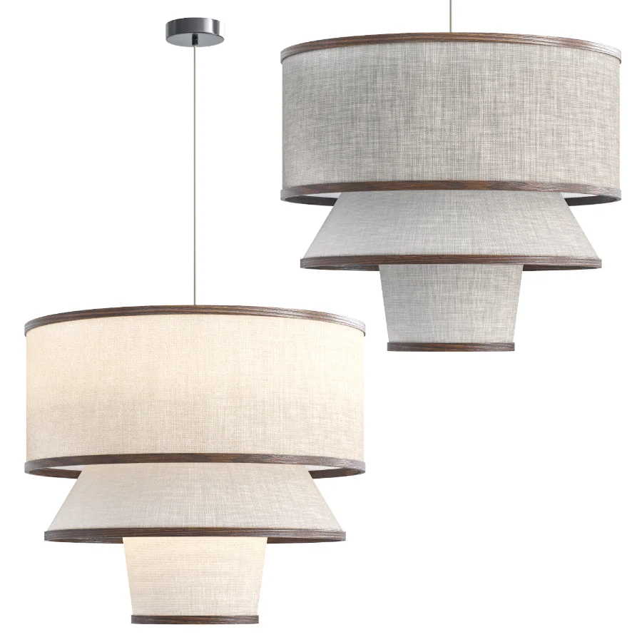 Bruna Walnut Wood and Linen Pendant Light - Image 1