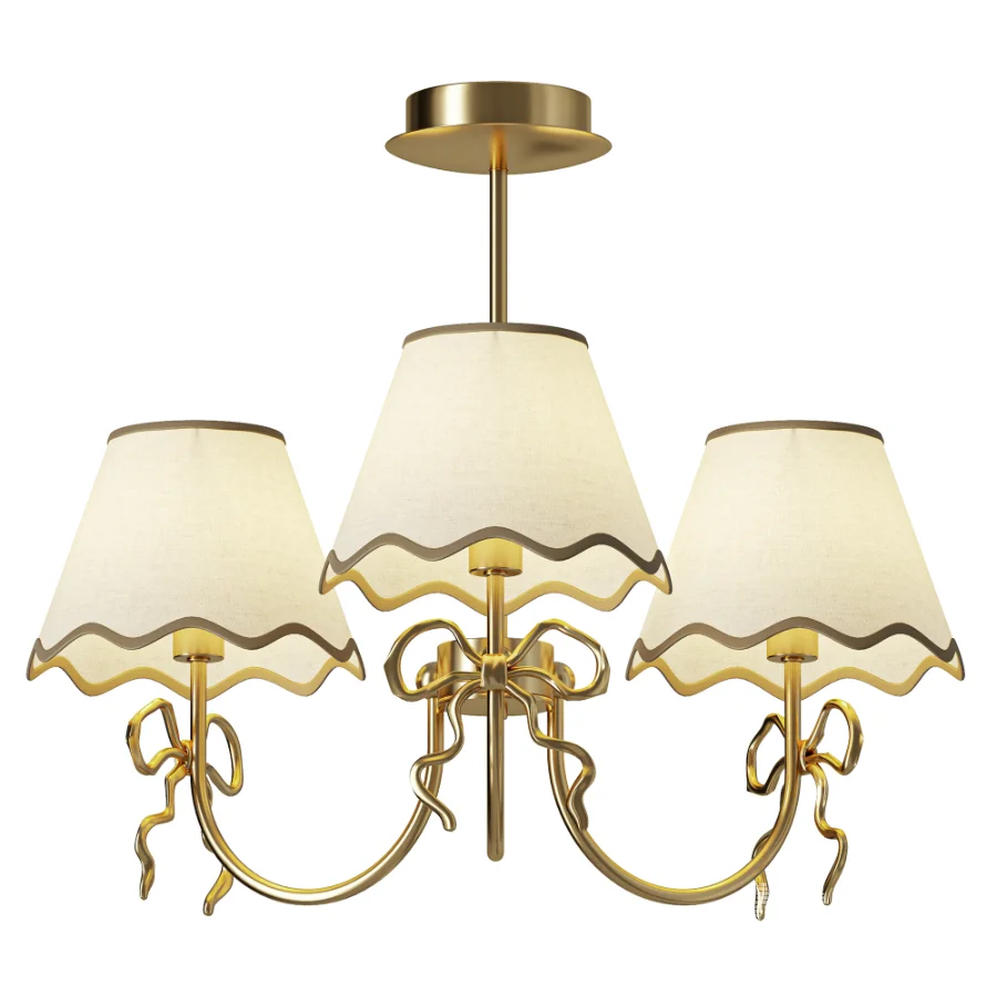 Serynthis Vintage Tapered Fabric Brass Bow Ceiling Light - Image 1