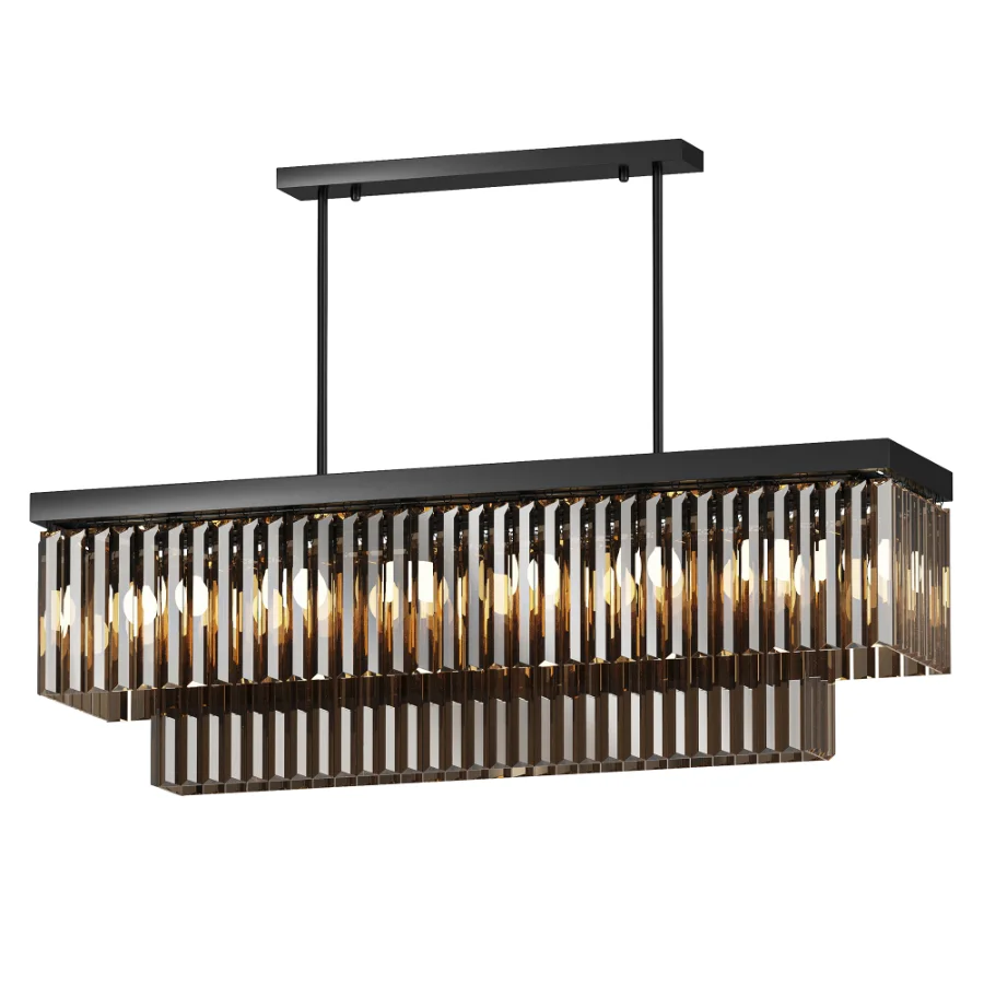 Crystal LED Rectangular Chandelier - Image 1
