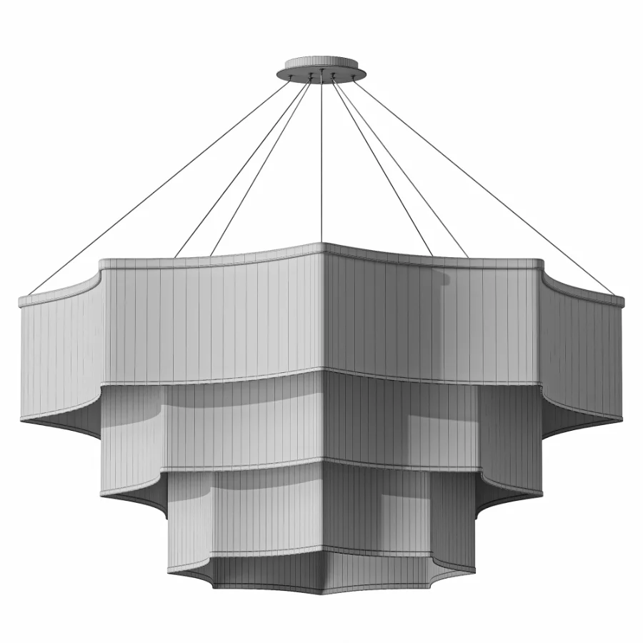 Golden Fabric Textured Chandelier - Image 2