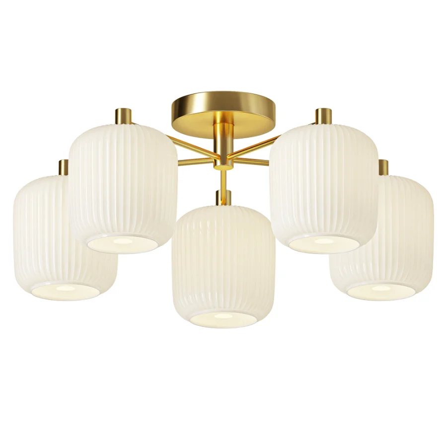 Next Ryker Brass 5 Light Flush Ceiling Light - Image 1