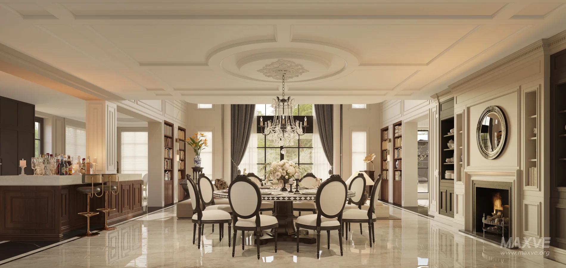 Luxury villa living room and dining room hallway - Image 2