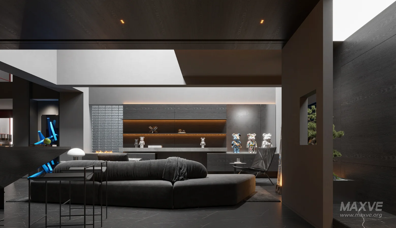Modern Dark Villa Living Room - Image 6