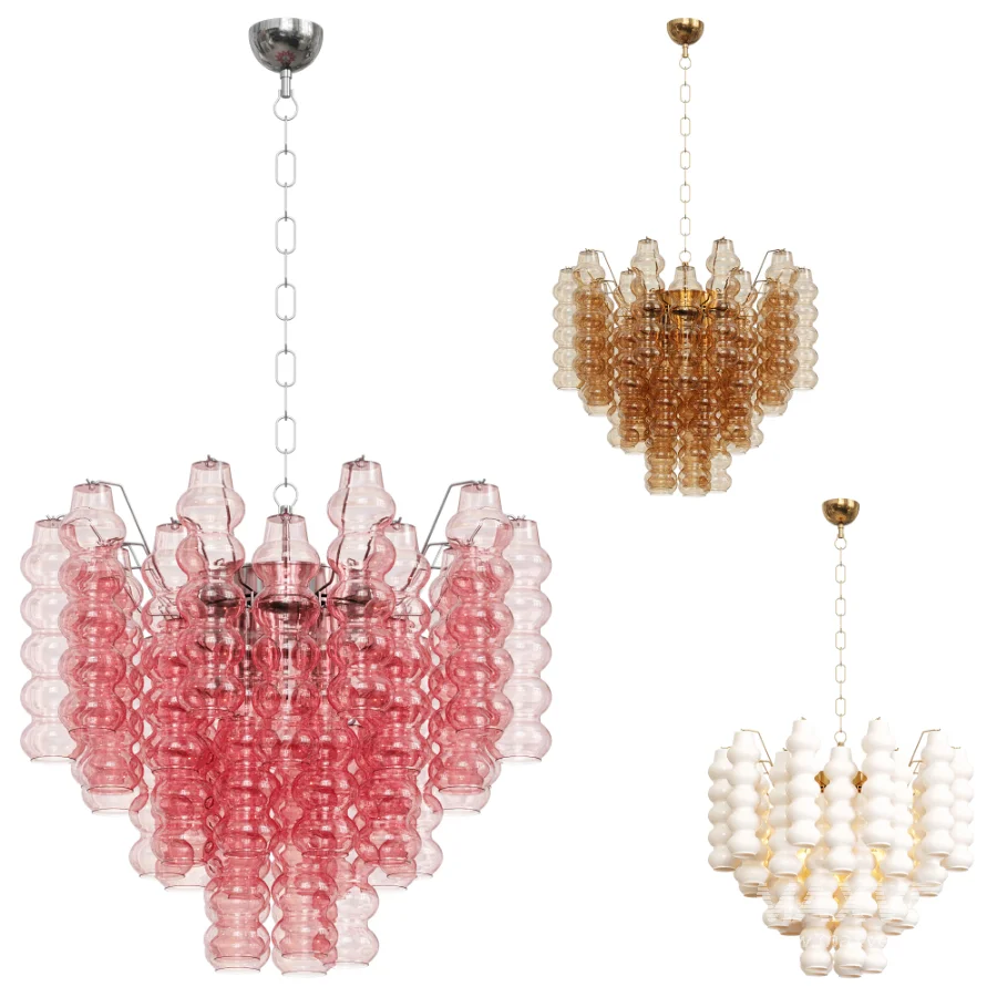 Murano Chandelier Curva Rosa 36 Tubes - Image 1
