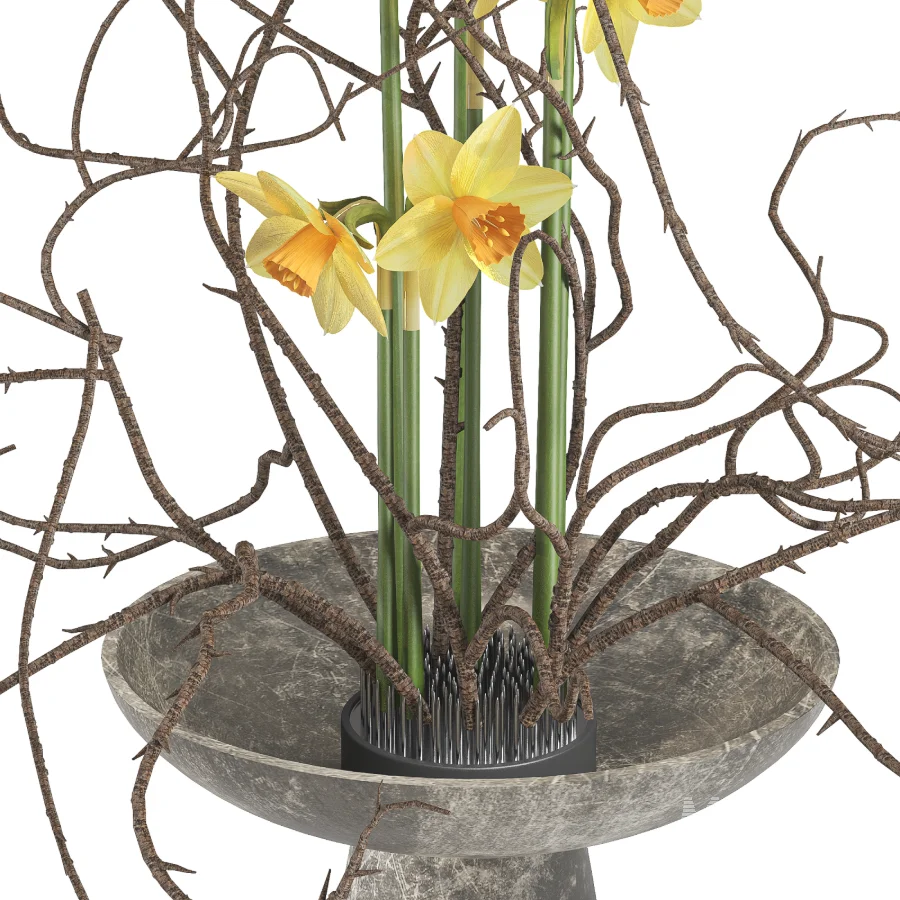 Daffodils Dry Twisted Branch Bouquet - Image 3