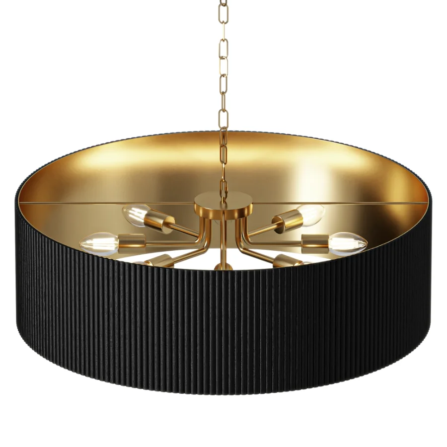 Capital Donovan Black Wood Drum Chandelier - Image 3