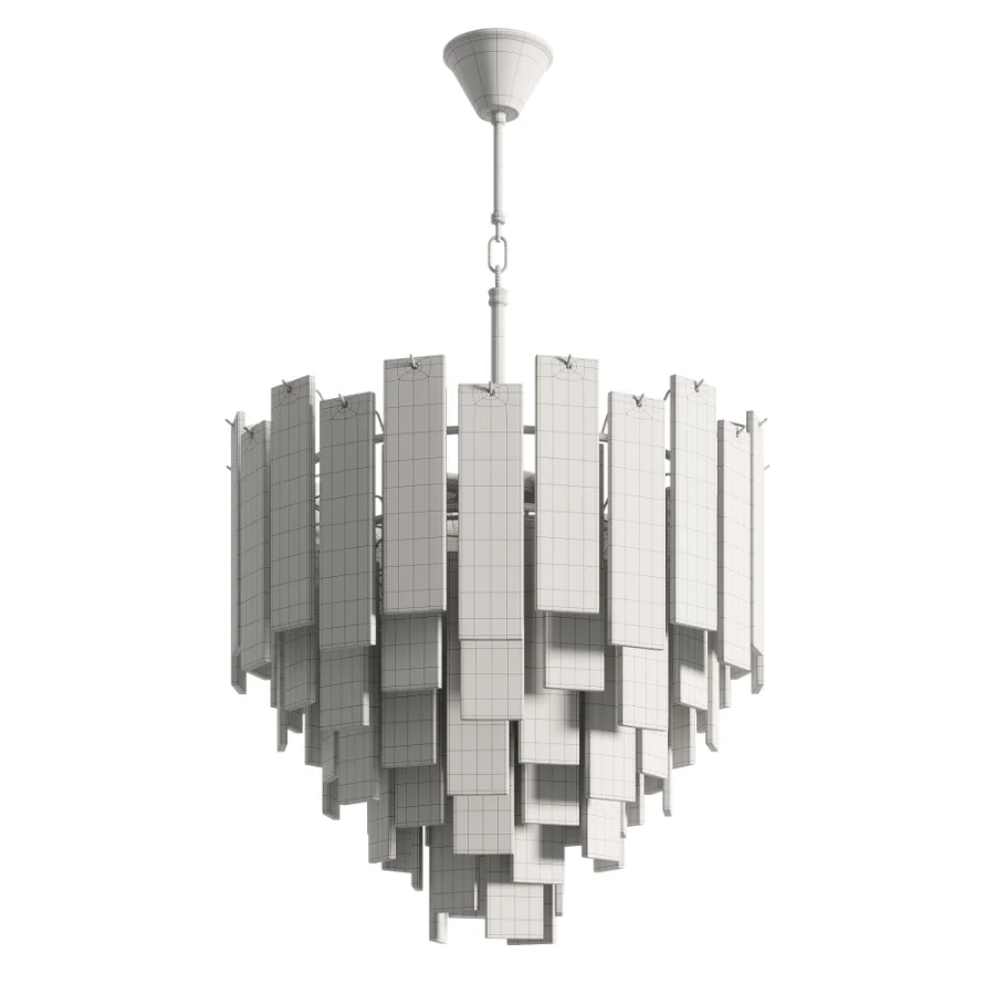 Ceiling chandelier Ice corrugated glass brass - Image 2