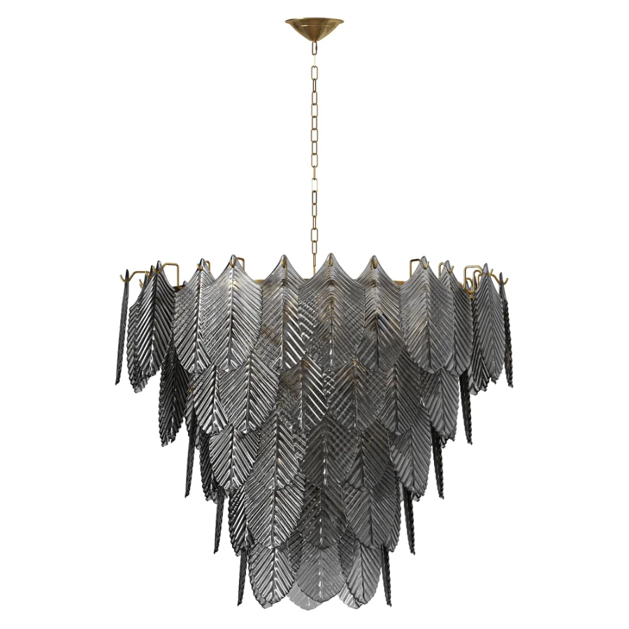 Eichholtz Verbier Brass Smoke Glass Chandelier - Image 3