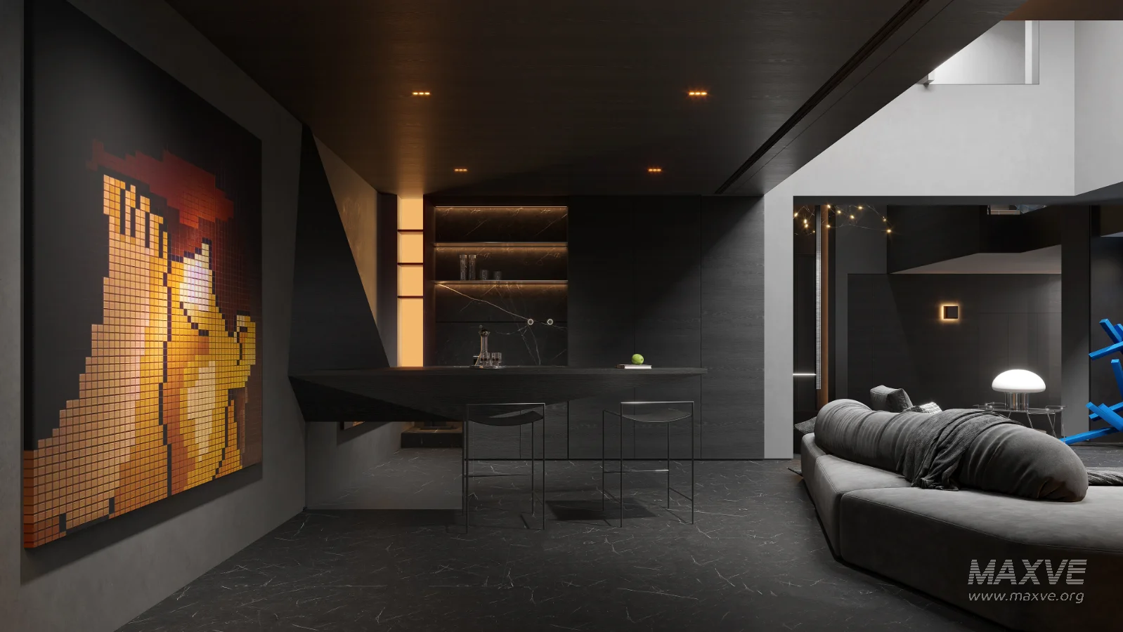 Modern Dark Villa Living Room - Image 3