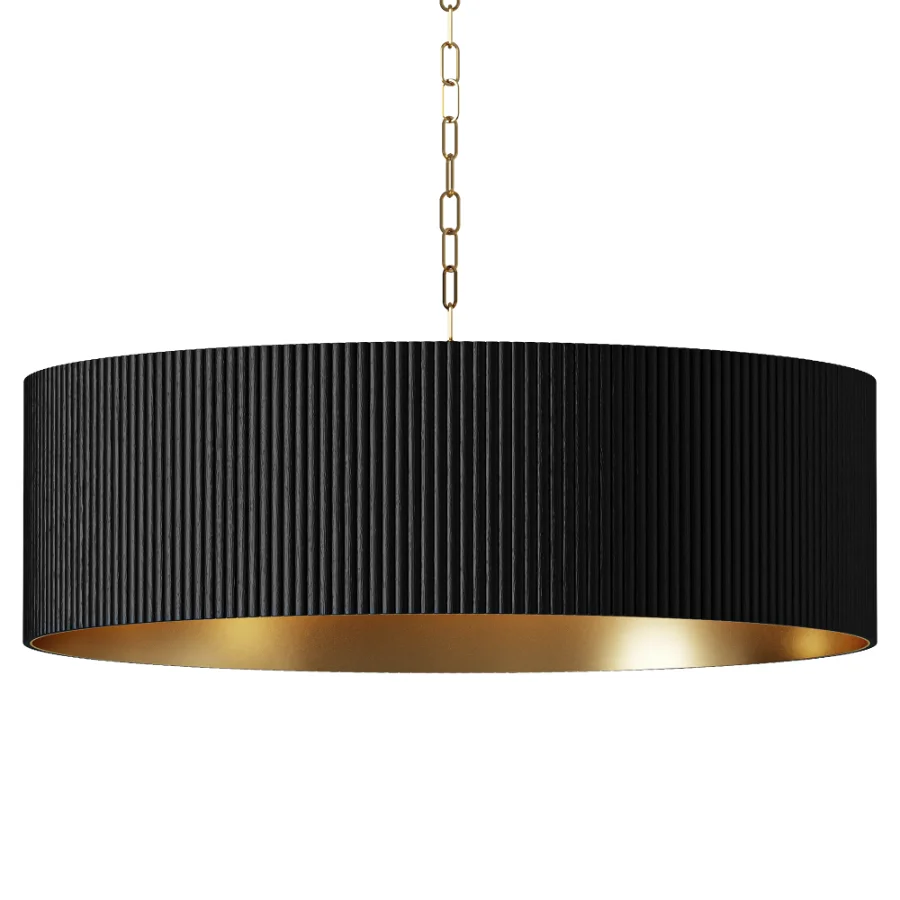 Capital Donovan Black Wood Drum Chandelier - Image 2