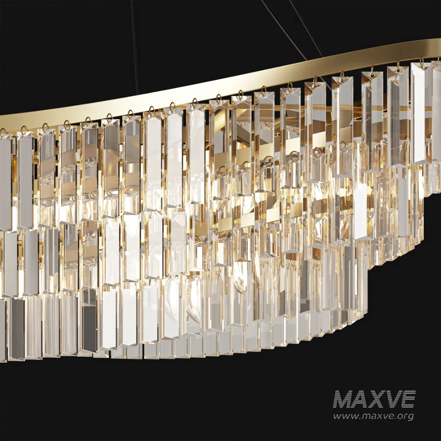 Betu Boat Shaped Linear Crystal Chandelier - Image 3