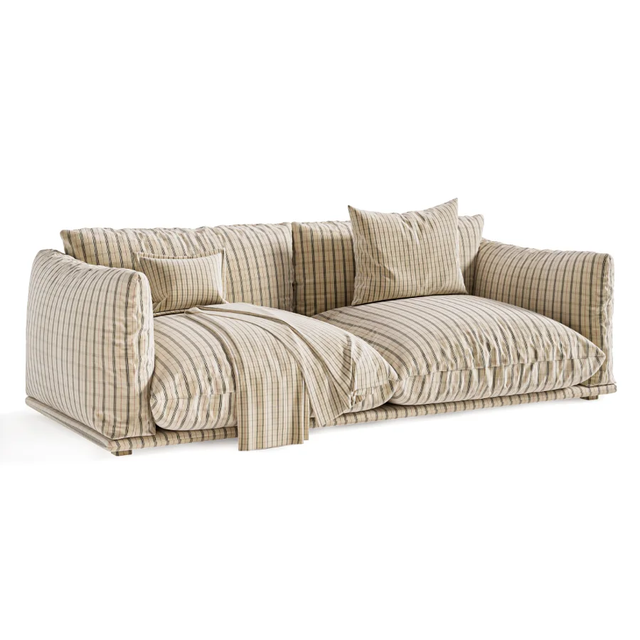 Modern Soft Velvet Sofa with Cushions and Throw Blanket - Image 1
