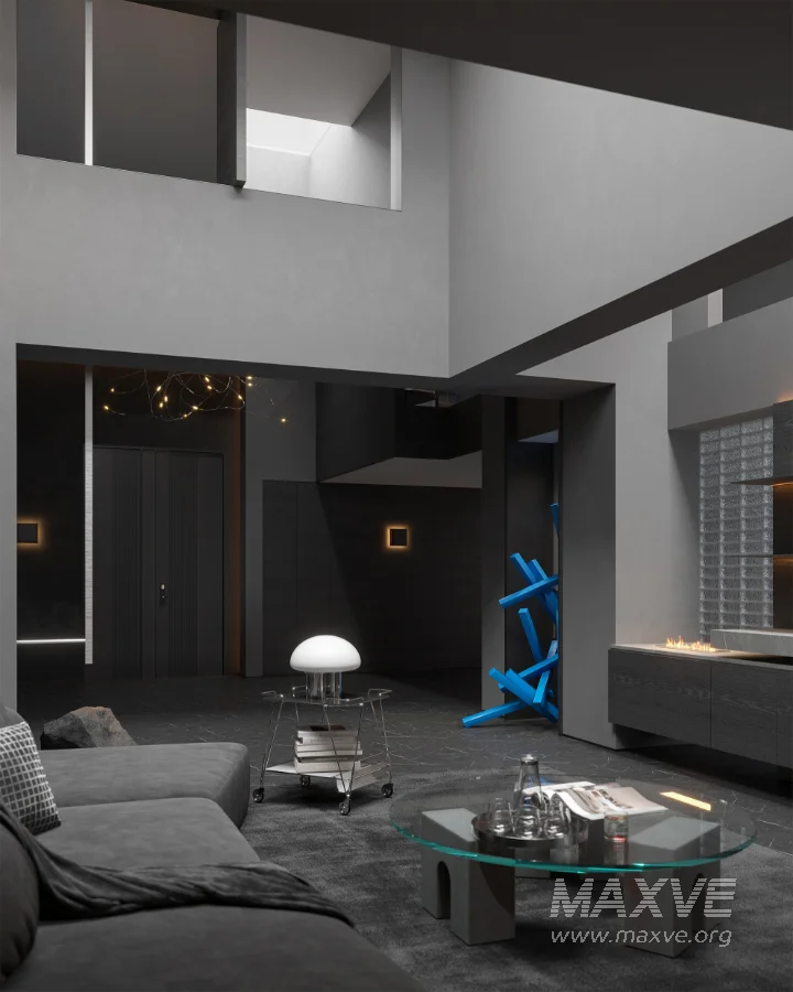 Modern Dark Villa Living Room - Image 16