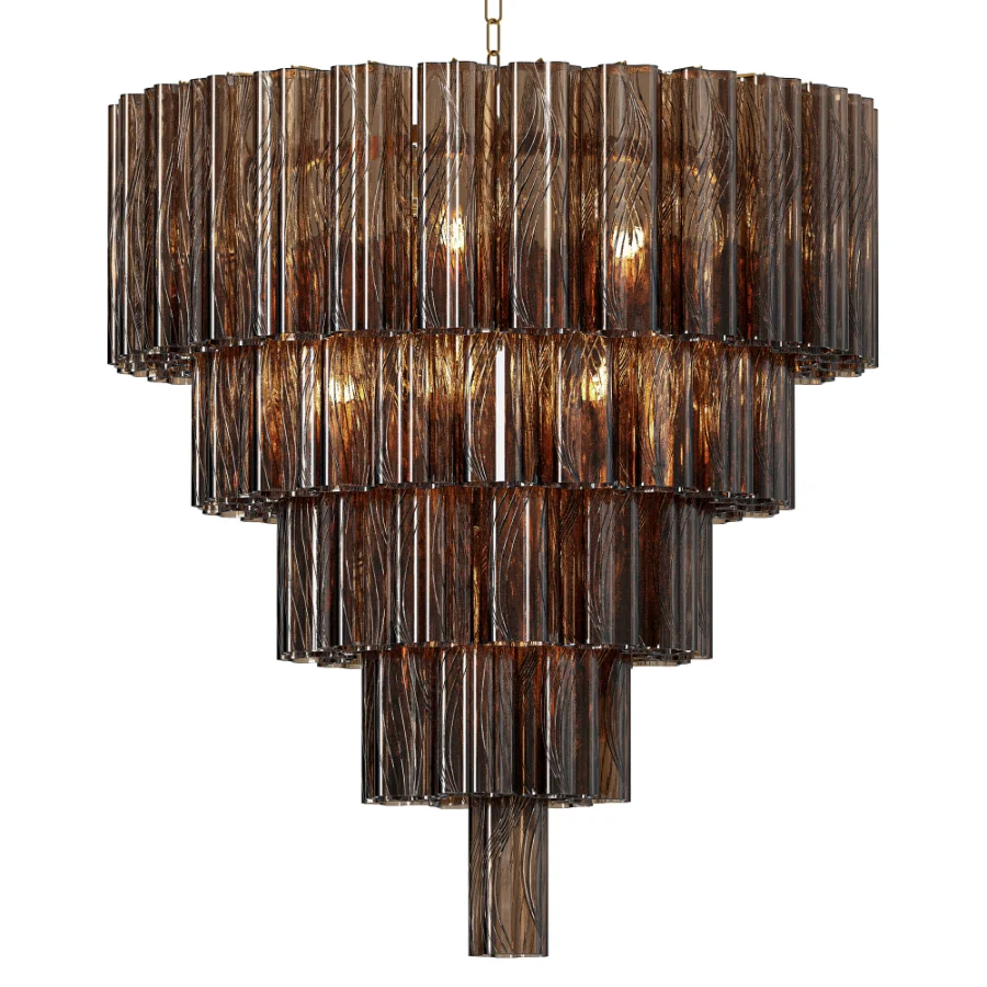 Empire Smokey Quartz Glass Chandelier - Image 1