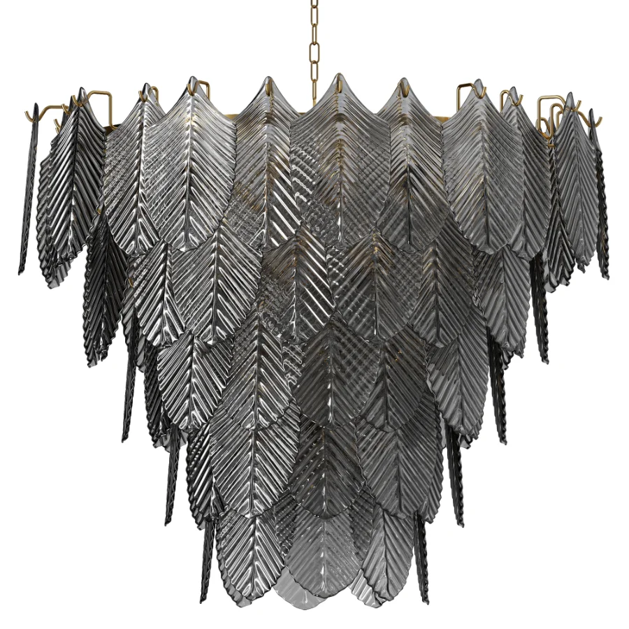 Eichholtz Verbier Brass Smoke Glass Chandelier - Image 4