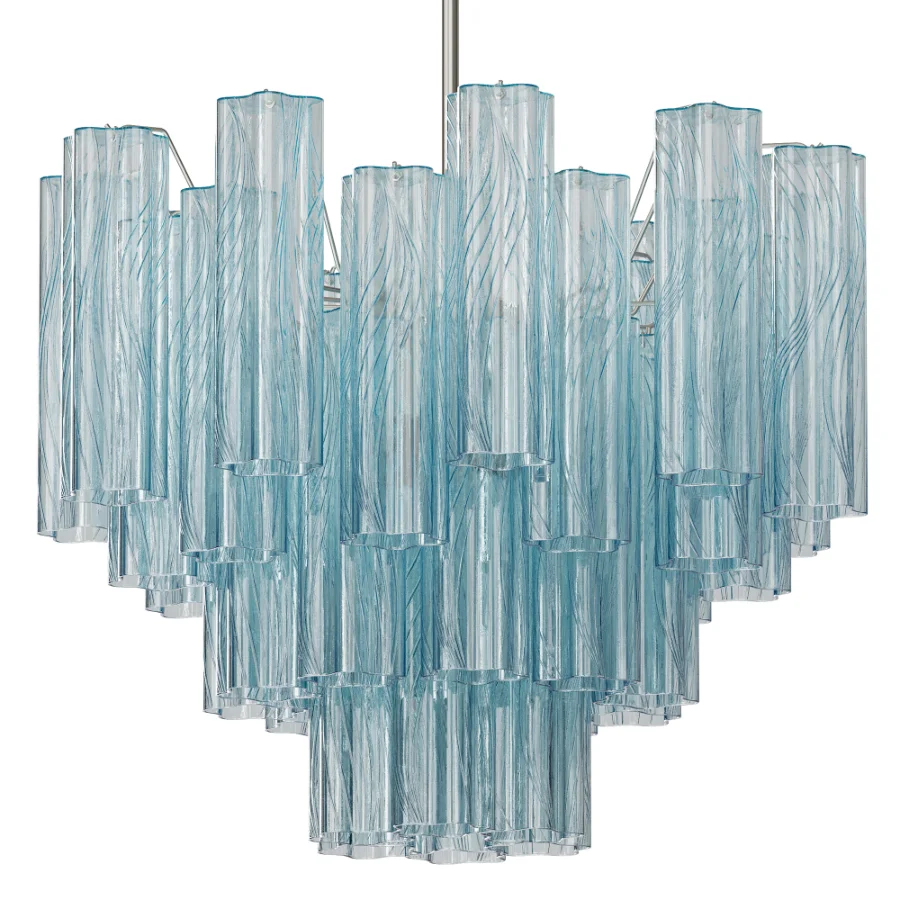 Murano Chandelier Blue Glass Tubes - Image 2