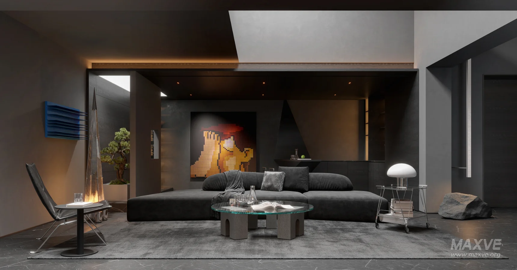 Modern Dark Villa Living Room - Image 1