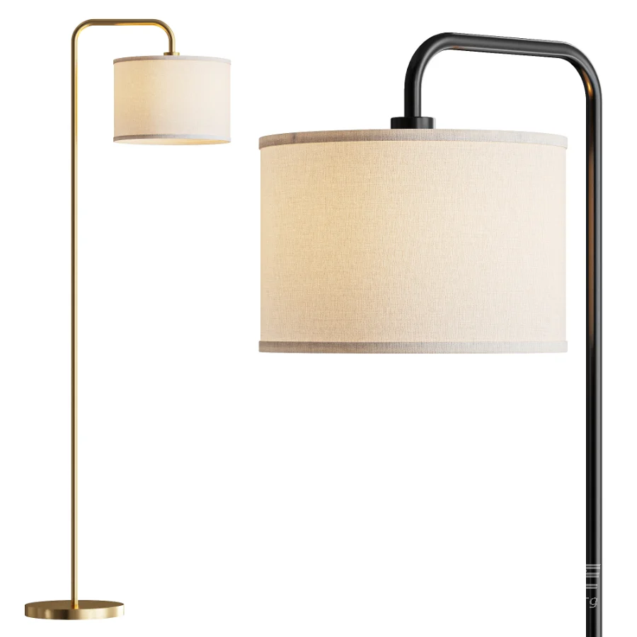 Ellingsworth Gold Fabric Arc Floor Lamp - Image 1