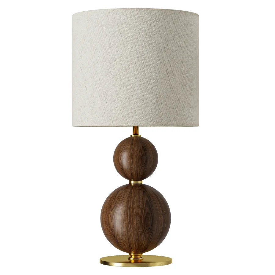 Itens Henriqueta Brass Wood Linen Table Lamp - Image 2