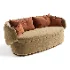 Modern Organic Curved Sofa with Velvet Pillows - Thumbnail 3