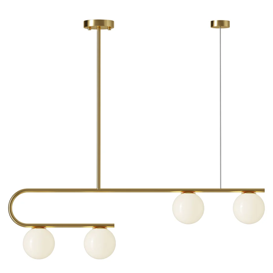 Postmodern Gold Linear Island Pendant Light 4 heads - Image 1