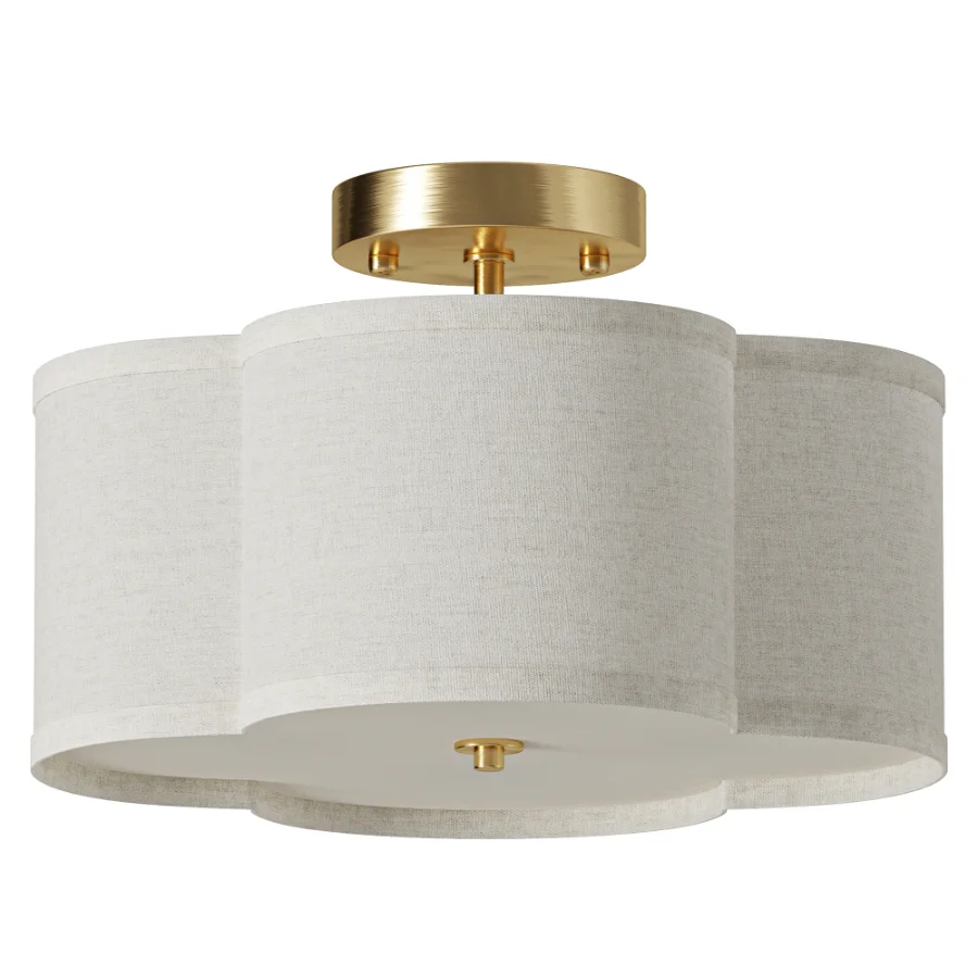 Fabric Semi Flush Mount Ceiling Light Fixture - Image 3