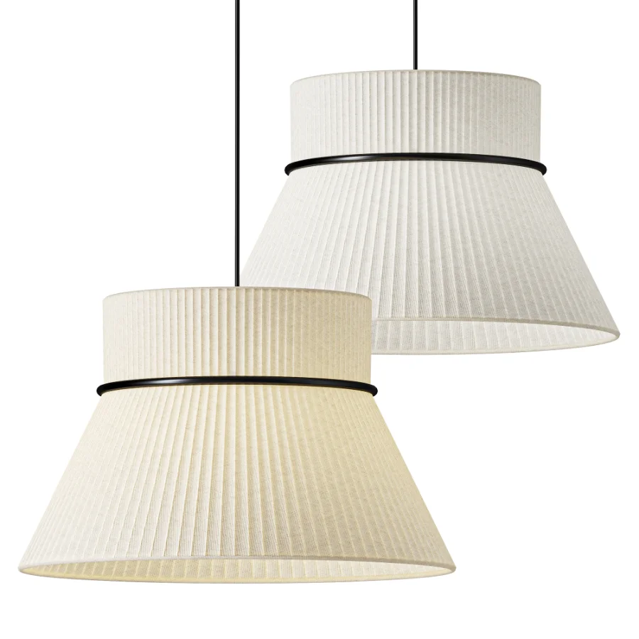 Lustria Suspension Fabric Pleated Cone Chandelier White C - Image 1