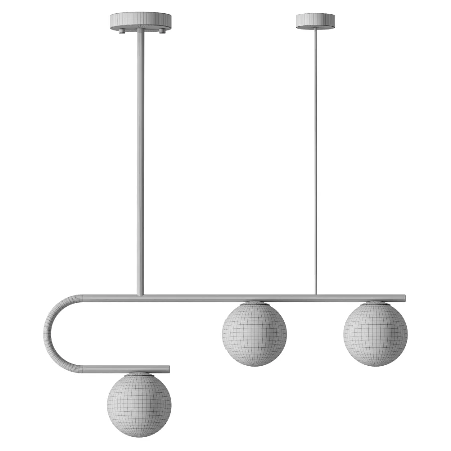 Postmodern Gold Linear Island Pendant Light 3 heads - Image 3