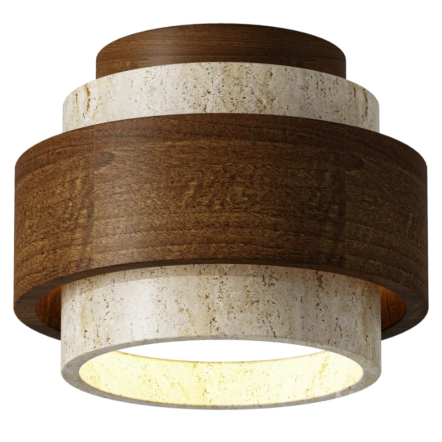 Biosag Mokustone Travertine Flush Ceiling Light - Image 1