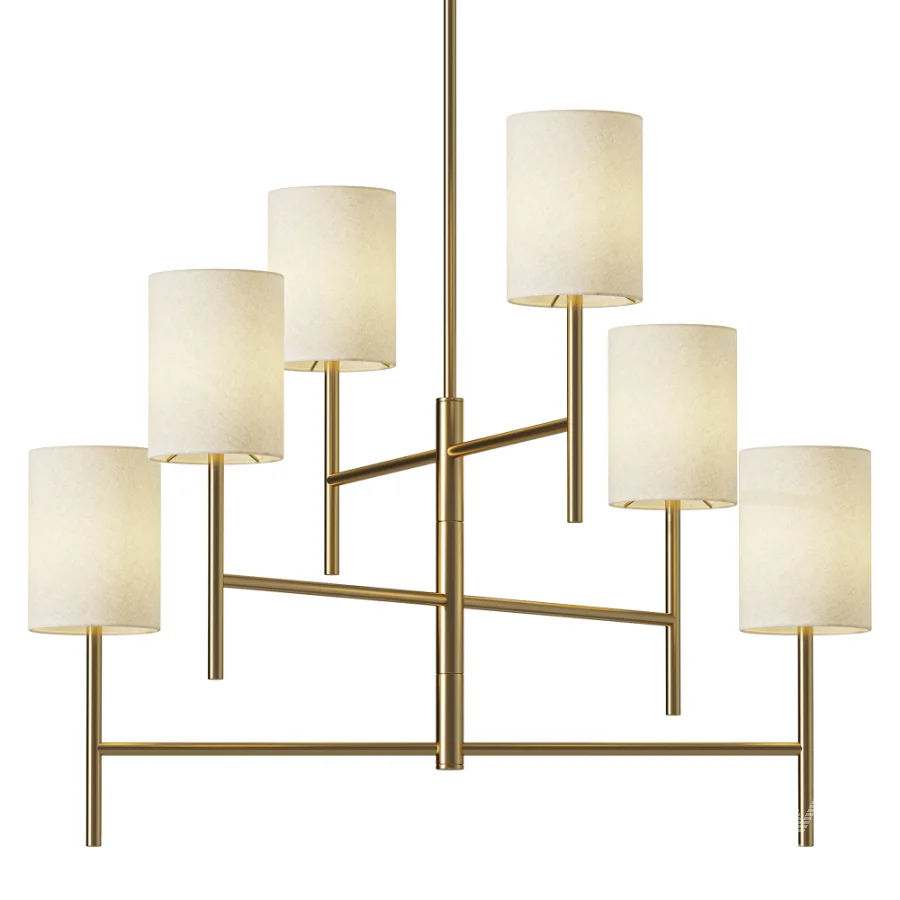 Barbara Barry Key Linen Drum Chandelier 6 Light - Image 1