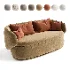 Modern Organic Curved Sofa with Velvet Pillows - Thumbnail 1