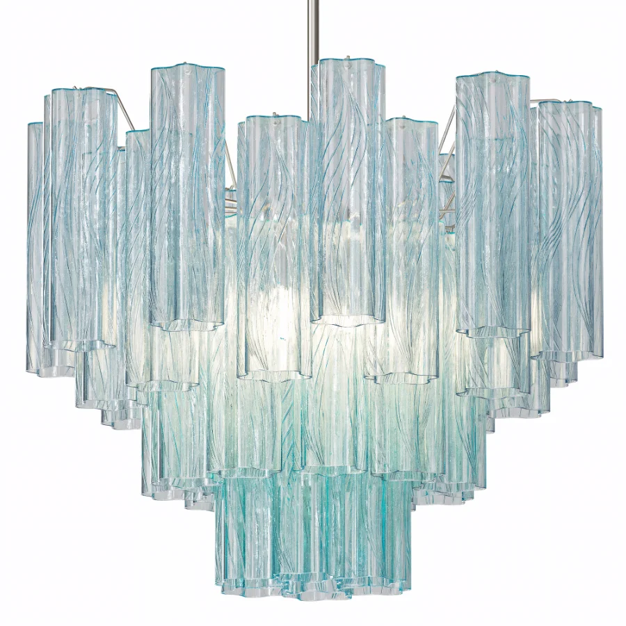 Murano Chandelier Blue Glass Tubes - Image 1