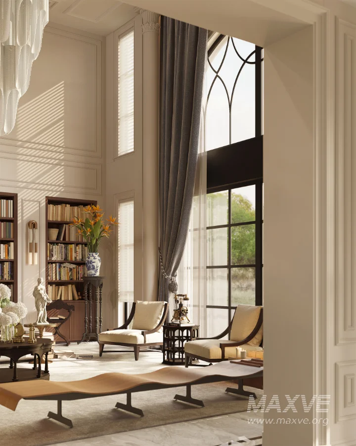 Luxury villa living room and dining room hallway - Image 8